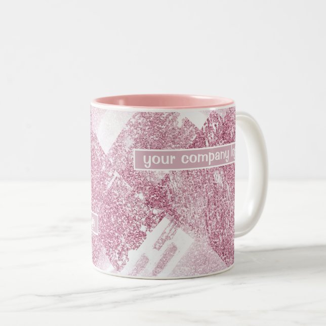 Caneca De Café Em Dois Tons O rosa brilha no branco. (Frente Esquerda)