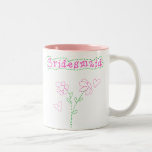 Caneca De Café Em Dois Tons O rosa floresce a dama de honra