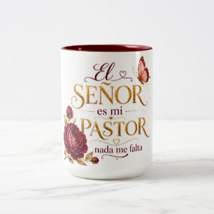 Caneca De Café Em Dois Tons O Senhor é meu Pastor, Nada me Falta   Espanhol Cr