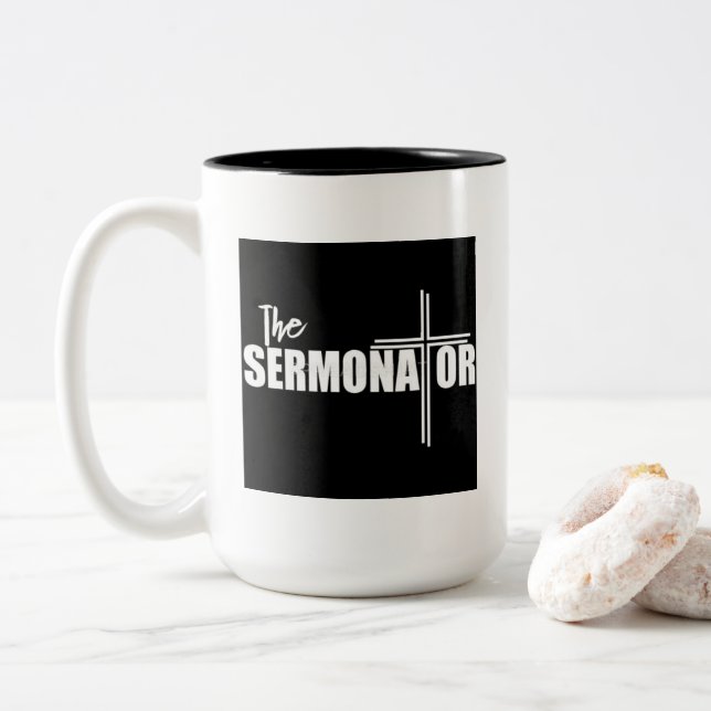 Caneca De Café Em Dois Tons O Sermonator Mug (Com Donut)
