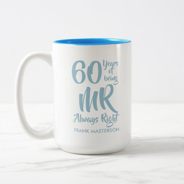 Caneca De Café Em Dois Tons O Sr. Sempre Diversão 60º Aniversário de Casamento (Esquerda)