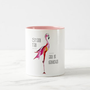 Caneca De Café Em Dois Tons O suporte do flamingo alto seja presente engraçad