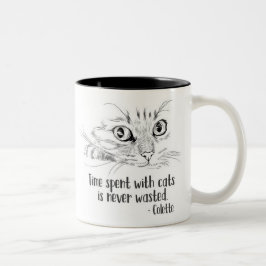 Caneca De Café Em Dois Tons O tempo gasto com gatos nunca é desperdiçado