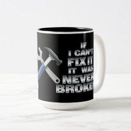 Caneca De Café Em Dois Tons O trabalhador manual utiliza ferramentas o humor