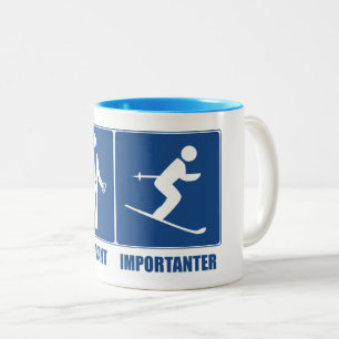 Caneca De Café Em Dois Tons O Trabalho É Importante, O Esqui É Importante