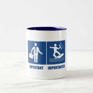 Caneca De Café Em Dois Tons O Trabalho É Importante, O Kitesurfing É Importa