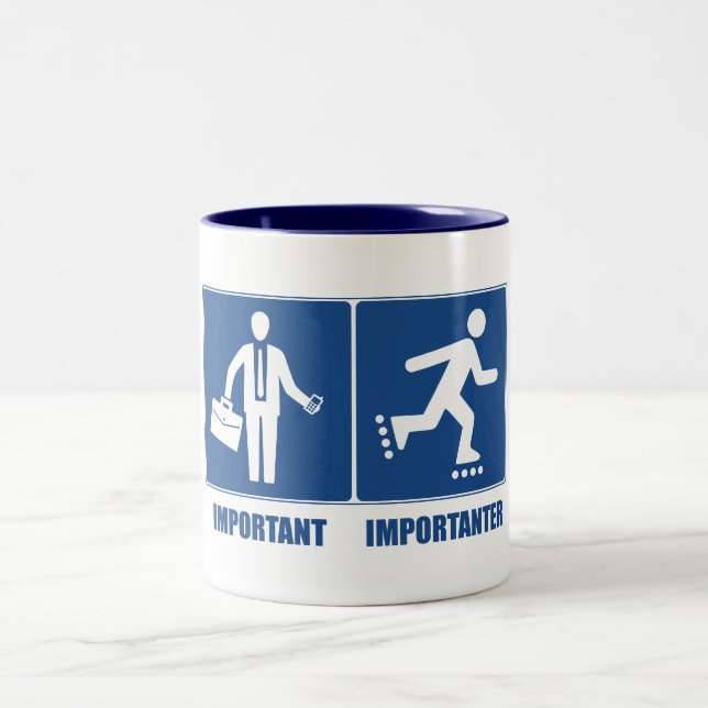 Caneca De Café Em Dois Tons O Trabalho É Importante, O Rollerblading É Importa (Centro)