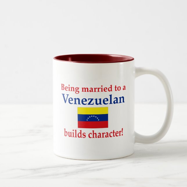 Caneca De Café Em Dois Tons O venezuelano constrói o caráter (Direita)