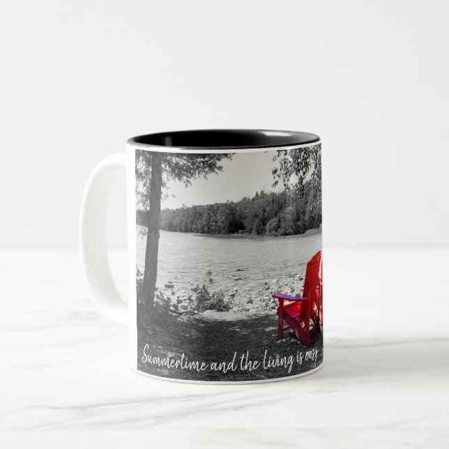 Caneca De Café Em Dois Tons O verão e a vida são fáceis (Frente Esquerda)