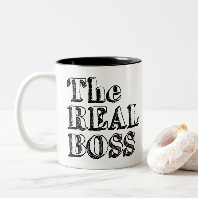 Caneca De Café Em Dois Tons O Verdadeiro Chefe (Com Donut)