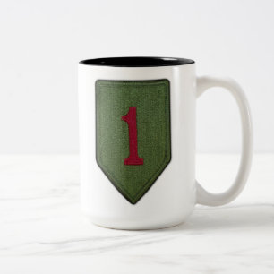Caneca De Café Em Dois Tons ø Vermelho grande 1 Fort Riley da divisão de