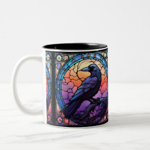 Caneca De Café Em Dois Tons O Vidro Colorido do Corvo Assustador