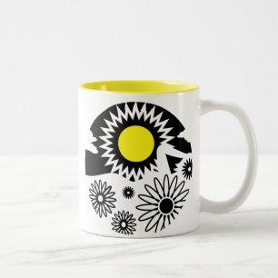 Caneca De Café Em Dois Tons O Virgo gráfico floresce Sun