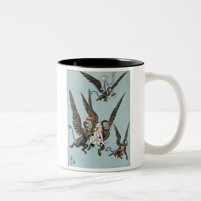 Caneca De Café Em Dois Tons O vôo Monkeys a cor (Direita)