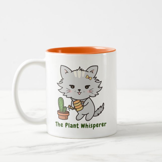 Caneca De Café Em Dois Tons O Whisperer de Planta Persa Gatos e Copas (Esquerda)