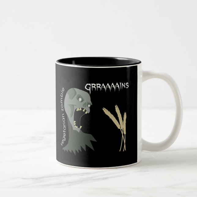 Caneca De Café Em Dois Tons O zombi do vegetariano quer Graaaains! (Direita)