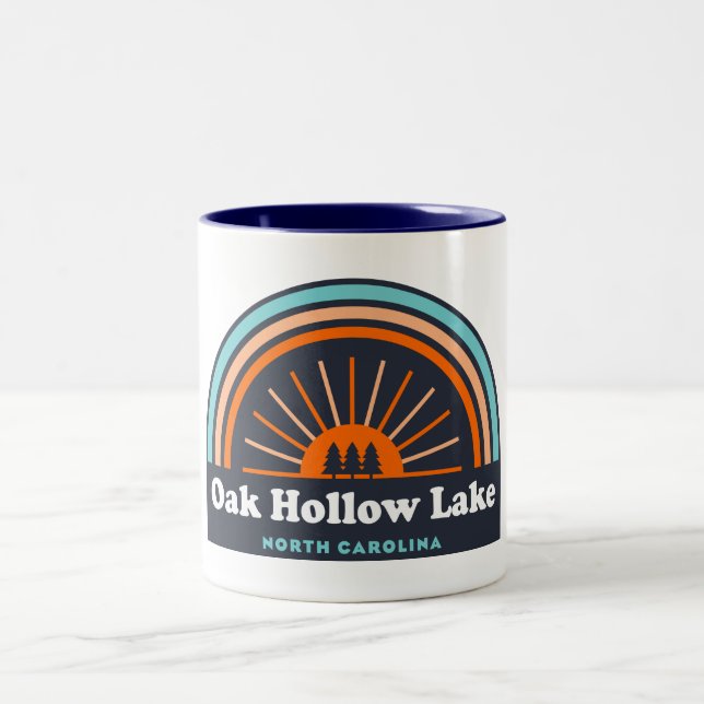Caneca De Café Em Dois Tons Oak Hollow Lake North Carolina Rainbow (Centro)