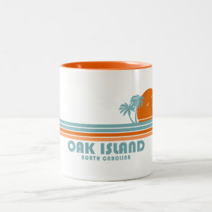 Caneca De Café Em Dois Tons Oak Island North Carolina Sun Palm Trees