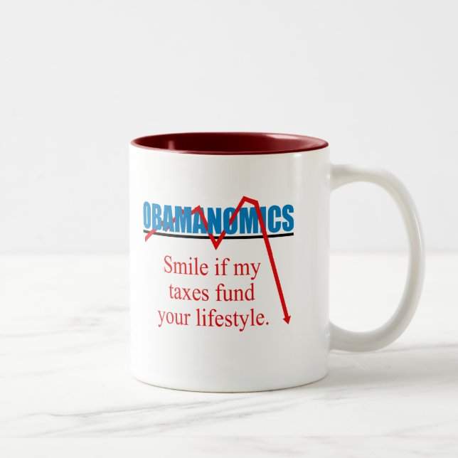 Caneca De Café Em Dois Tons Obamanomics - sorriso se meus impostos financiam (Direita)