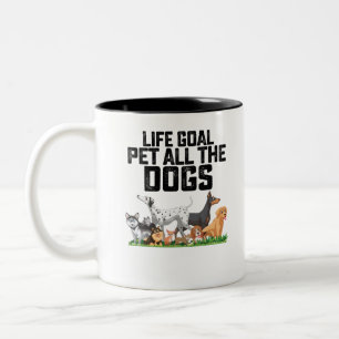 Caneca De Café Em Dois Tons Objetivo de Vida Acariciar Todos os Cachorros