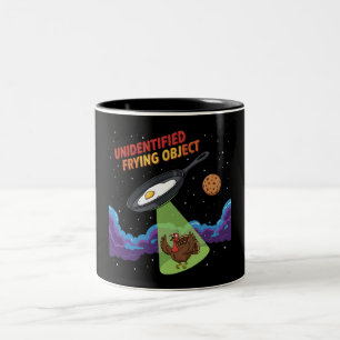 Caneca De Café Em Dois Tons Objeto Frito Não Identificado Piada OVNI Abdução d