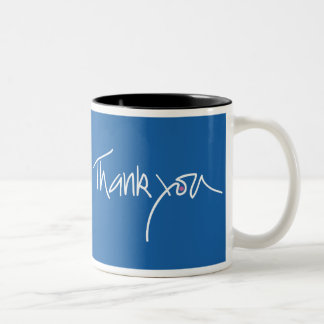 Caneca De Café Em Dois Tons Obrigado caneca azul do café da cerceta