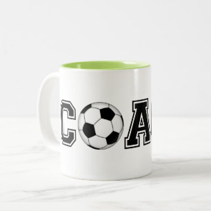 Caneca De Café Em Dois Tons Obrigado de treinador de futebol, você dá uma ca