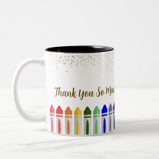 Caneca De Café Em Dois Tons Obrigado, Design de Estrela Crayon para Professora (Esquerda)