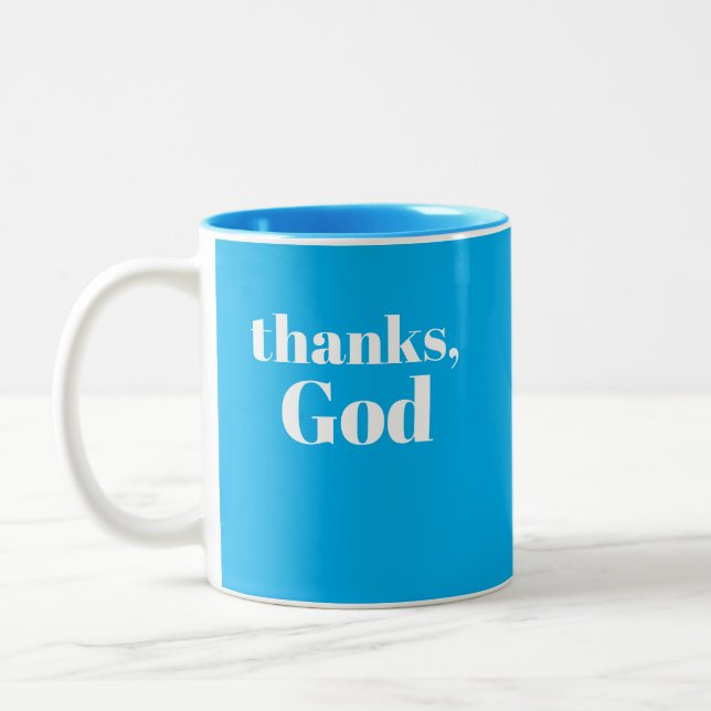Caneca De Café Em Dois Tons Obrigado, Deus / Obrigado, Universo  (Esquerda)