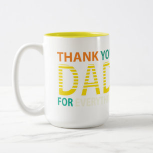 Caneca De Café Em Dois Tons Obrigado Pai Por Tudo Faixa Moderna Tipogr