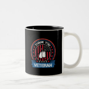Caneca De Café Em Dois Tons Obrigado Veteran   Homenagem Militar Patriótica