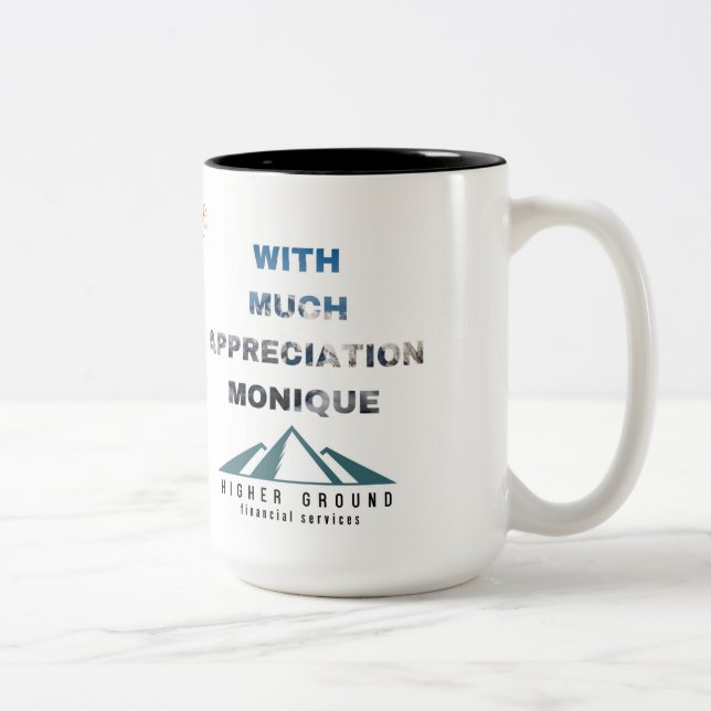 Caneca De Café Em Dois Tons Obrigados Janine (Direita)