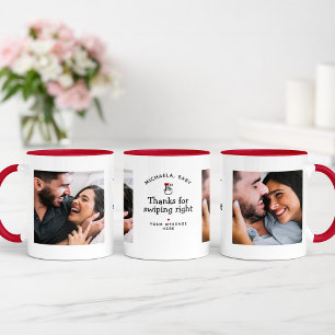 Caneca De Café Em Dois Tons Obrigados Para A Mensagem Pessoal De 2 Fotografias
