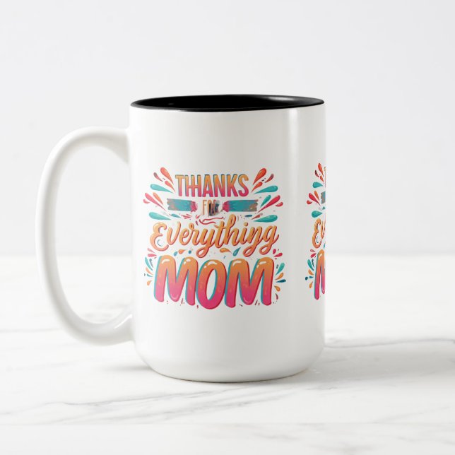 Caneca De Café Em Dois Tons "Obrigados para tudo". (Esquerda)