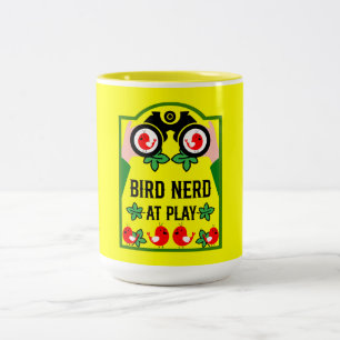 Caneca De Café Em Dois Tons Observador de Pássaros Único Original