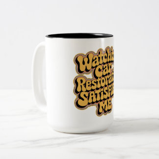 Caneca De Café Em Dois Tons Observando restaurações Vídeos Satisfeitos
