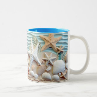 Caneca De Café Em Dois Tons Ocean Breeze Seashell Mug