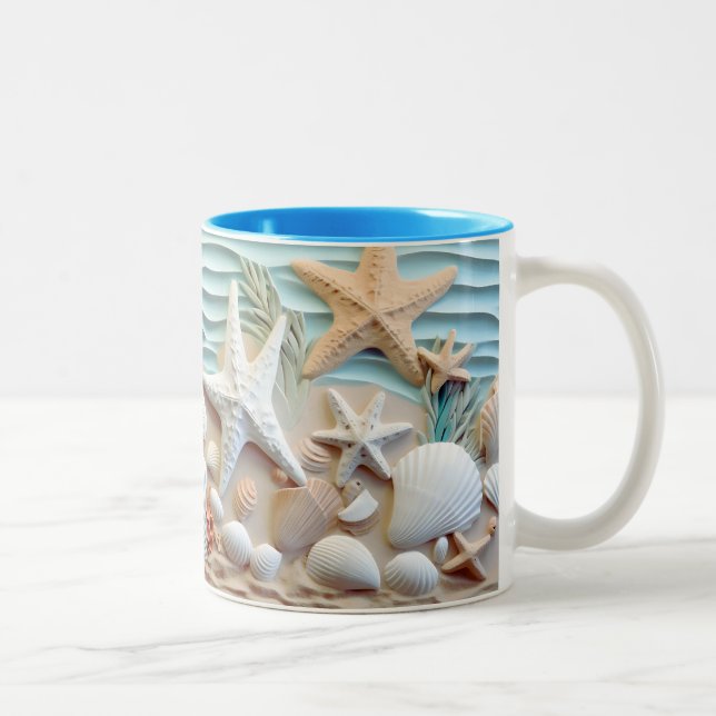 Caneca De Café Em Dois Tons Ocean Breeze Seashell Mug (Direita)