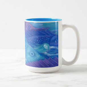 Caneca De Café Em Dois Tons Ocean Nomads, Sereias De Arte De Fantasia Náutica