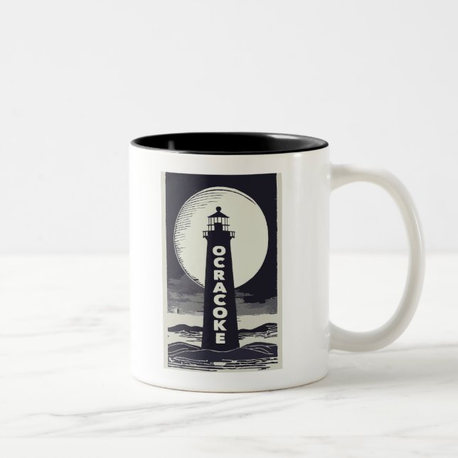 Caneca De Café Em Dois Tons Ocracoke Lighthouse na Carolina do Norte (Direita)