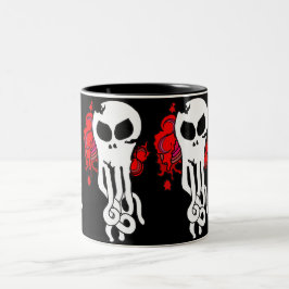 Caneca De Café Em Dois Tons Octo - crânio vermelho