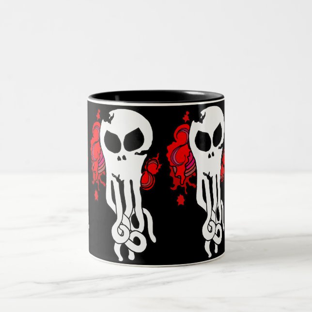Caneca De Café Em Dois Tons Octo - crânio vermelho (Centro)