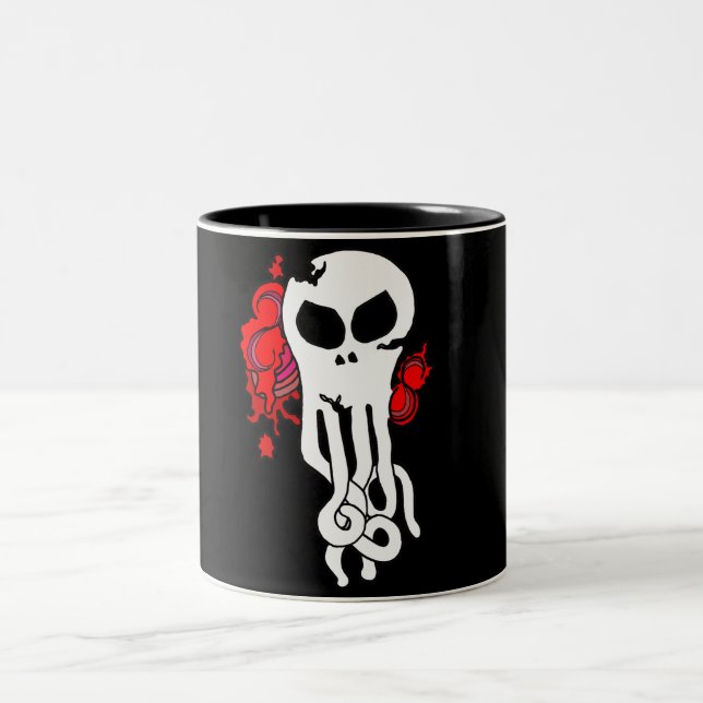 Caneca De Café Em Dois Tons Octo - crânio vermelho (Centro)