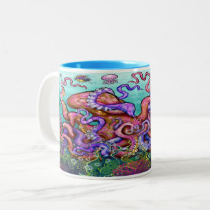 Caneca De Café Em Dois Tons Octopi - Mug De Café De Duas Toneladas