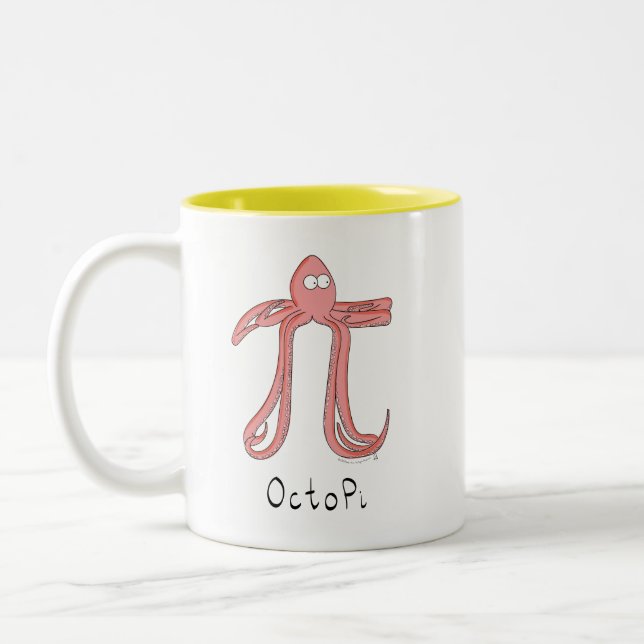 Caneca De Café Em Dois Tons Octopus Cute Math Pi Day Coffee Mug (Esquerda)