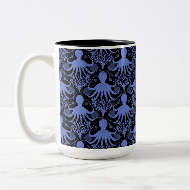 Caneca De Café Em Dois Tons Octopus (dark background) (Esquerda)