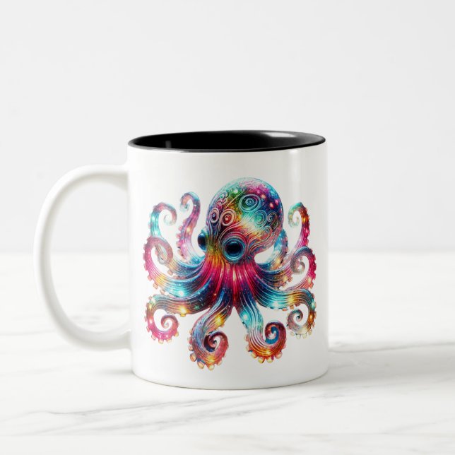 Caneca De Café Em Dois Tons Octopus de brilho místico (Esquerda)