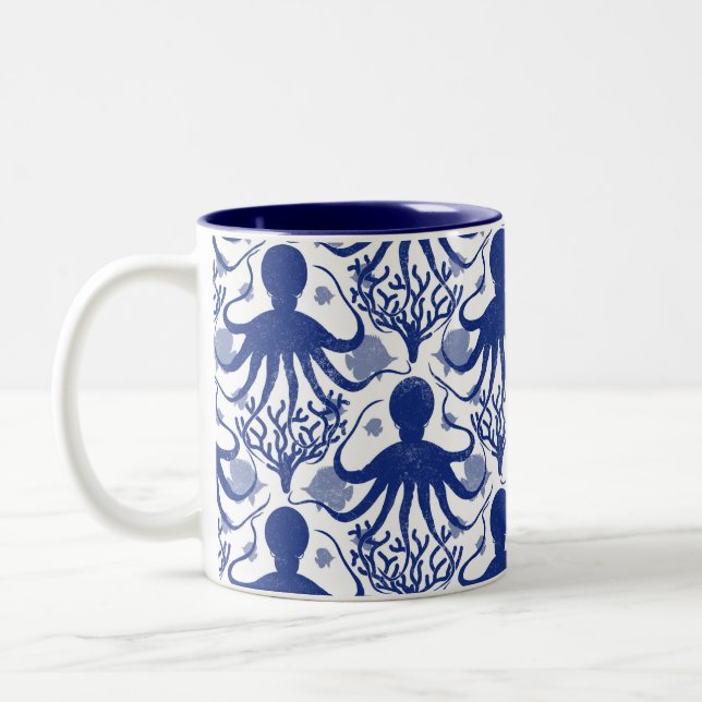 Caneca De Café Em Dois Tons Octopus (fundo leve) (Esquerda)