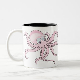 Caneca De Café Em Dois Tons Octopus Rosa Engraçado