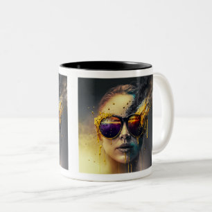 Caneca De Café Em Dois Tons Óculos De Queimação, Mug De Dois Toneladas, 11 Oz